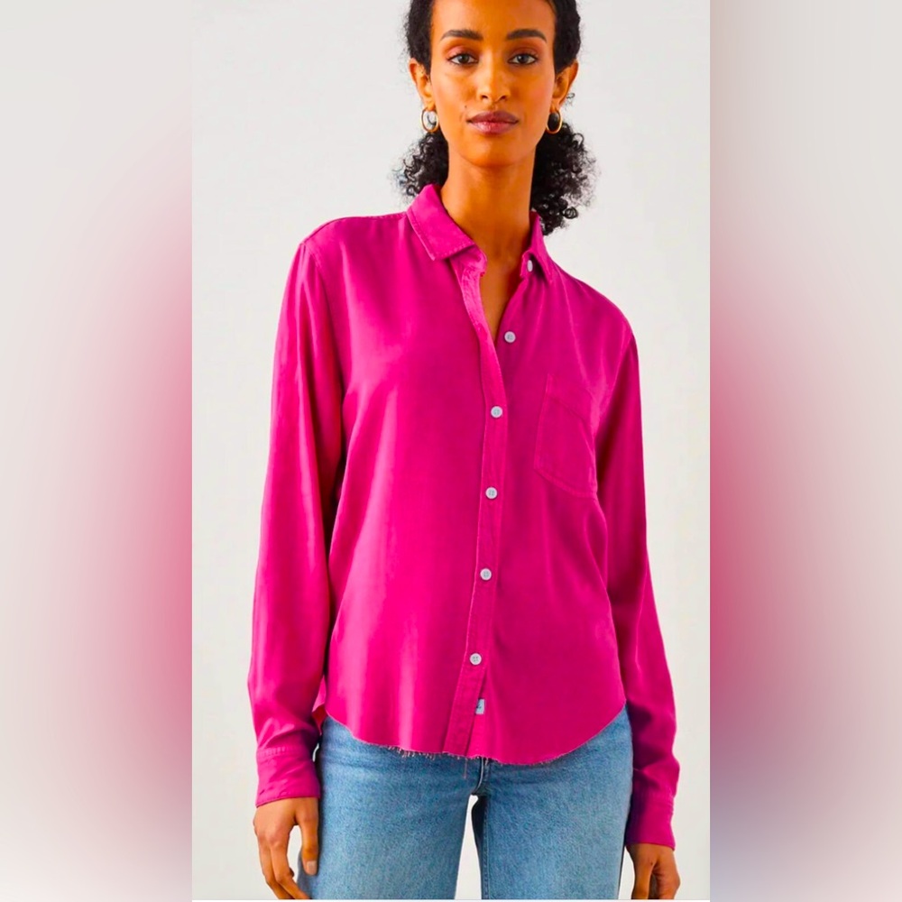 Ingrid Raw Hibiscus Button Down Shirt